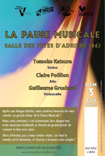 Pause Musicale - Salle des fêtes d'Adriers (86) - 15h30