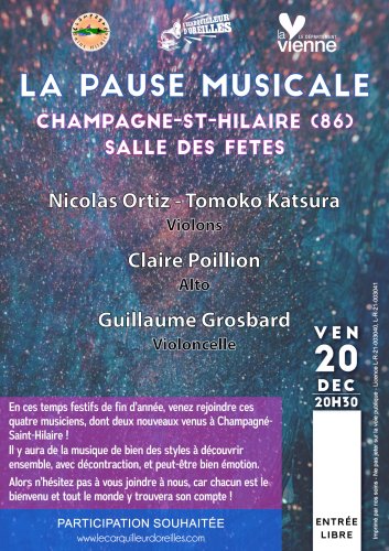 Pause Musicale - Salle des fêtes de Champagné-St-Hilaire (86) - 20h30