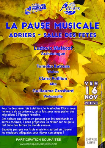 Pause Musicale - Salle des fêtes d'Adriers (86) - 20h30