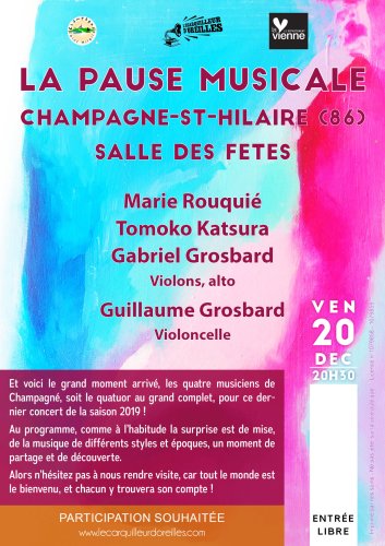 Pause Musicale - Salle des fêtes de Champagné-St-Hilaire (86) - 20h30