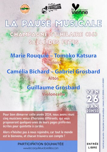 Pause Musicale - Salle des fêtes de Champagné-St-Hilaire (86) - 20h30
